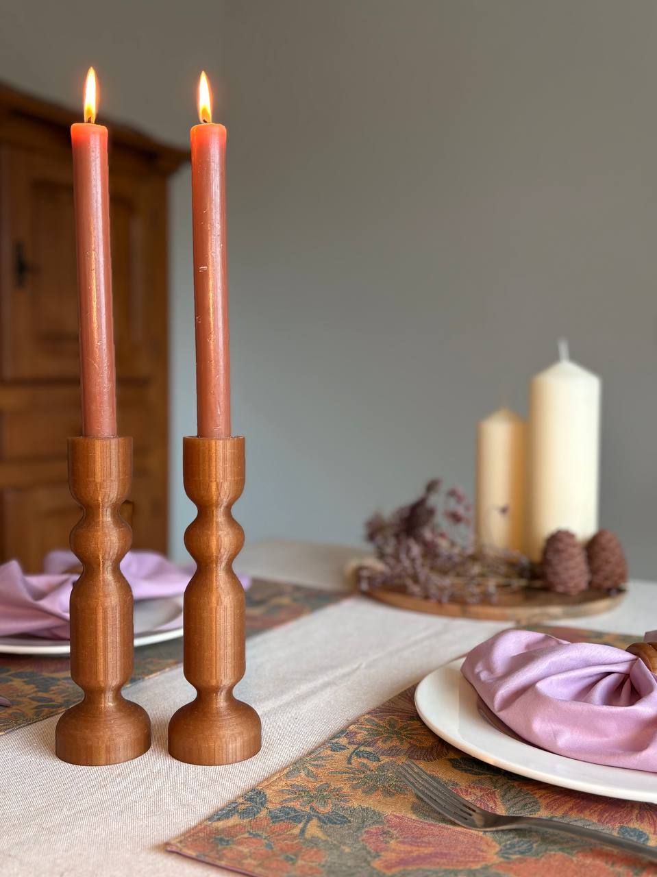 Amber Grain Candle Holders (Set of 2)
