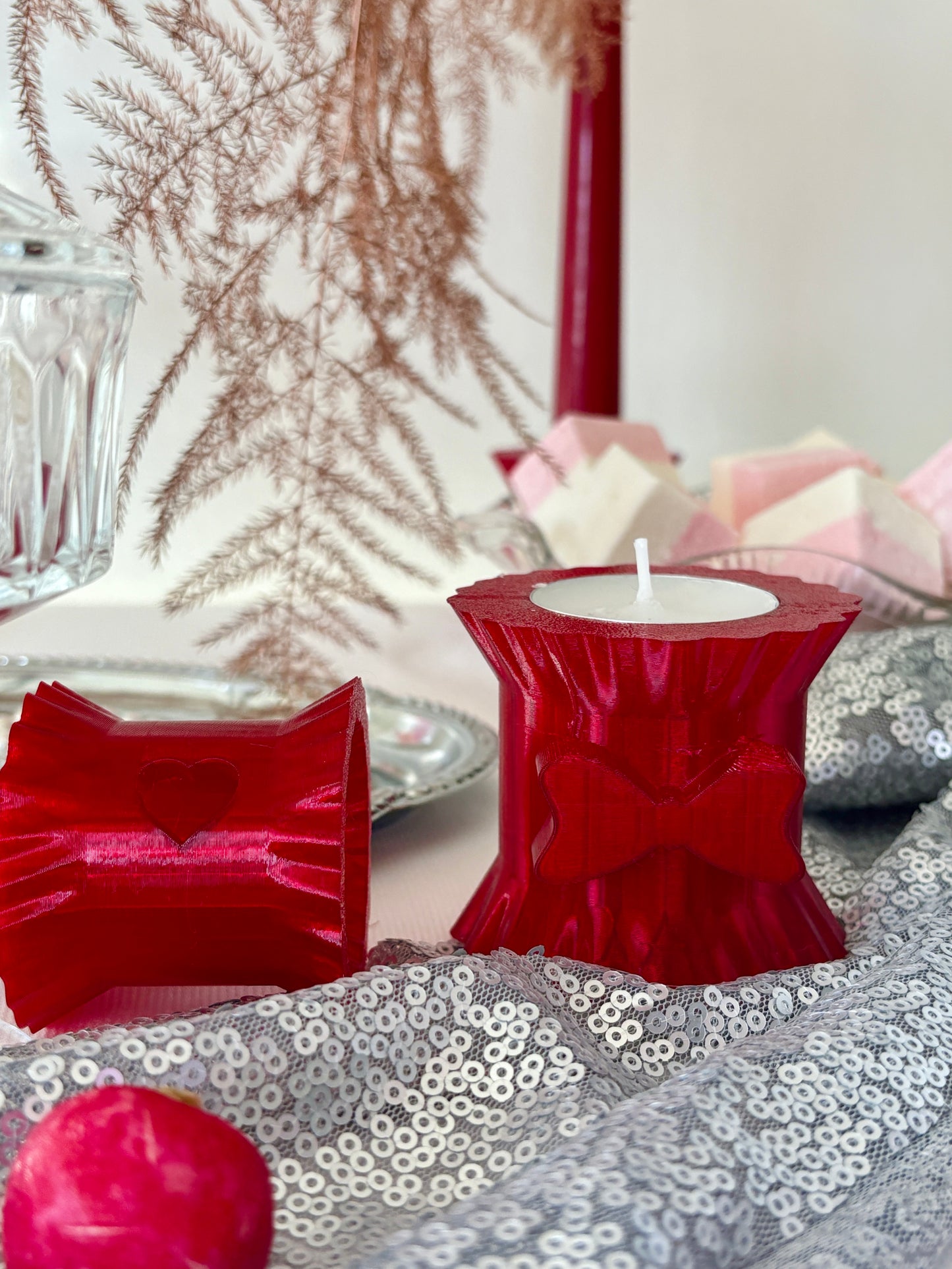 Crimson Glow Candle Holder